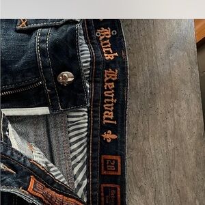 Rock Revival Women's Dark Blue and Orange Boot Cut Jeans slim fit bootcut